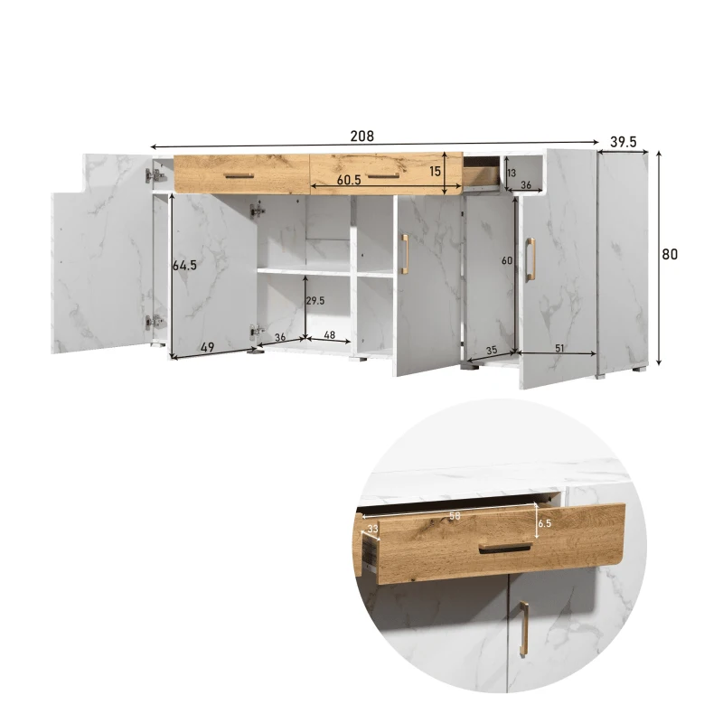 Cómoda Multifuncional Elegante Diseño Moderno Blanco