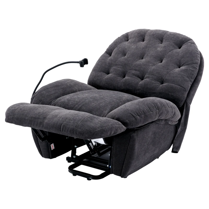 Butaca Relax Giratoria 360° con Masaje Calefacción Lumbar Porta Smartphone y Bolsillo Lateral Gris