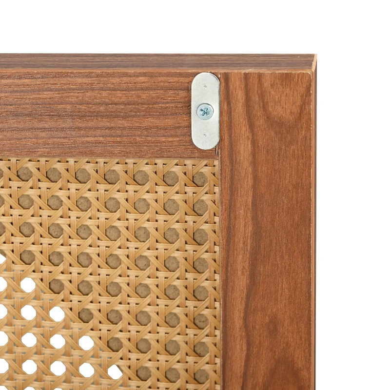 Cómoda y Aparador Moderna con 3 Puertas de Ratán y Tiradores de Metal Color Nogal