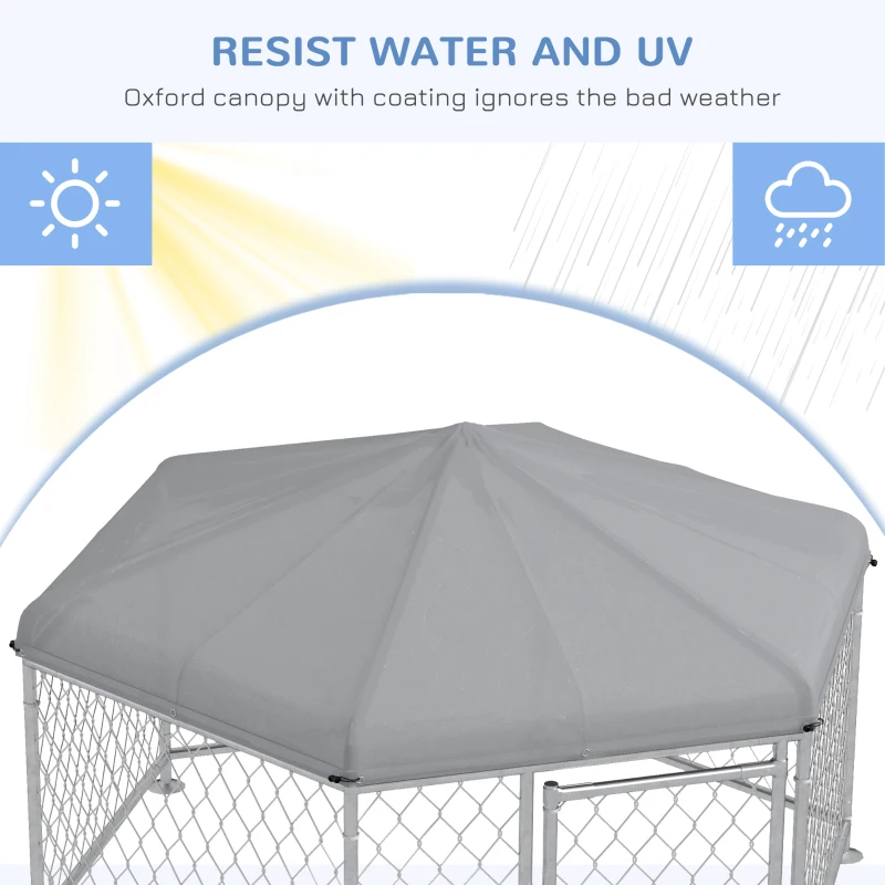 PawHut Cusca de 2,1 x 1,85 x 1,2 m, Tarc pentru Caini, Argintiu