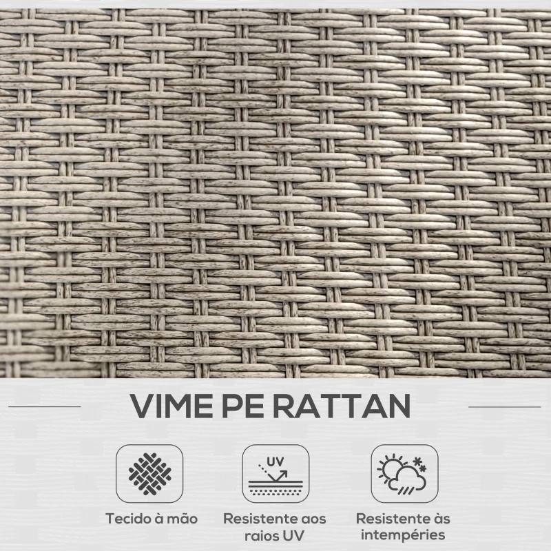Outsunny Conjunto de Jardim em Vime Sintético Conjunto de Móveis de Exterior com Sofá de 4 Módulos 1 Mesa de Centro e Almofadas Cinza