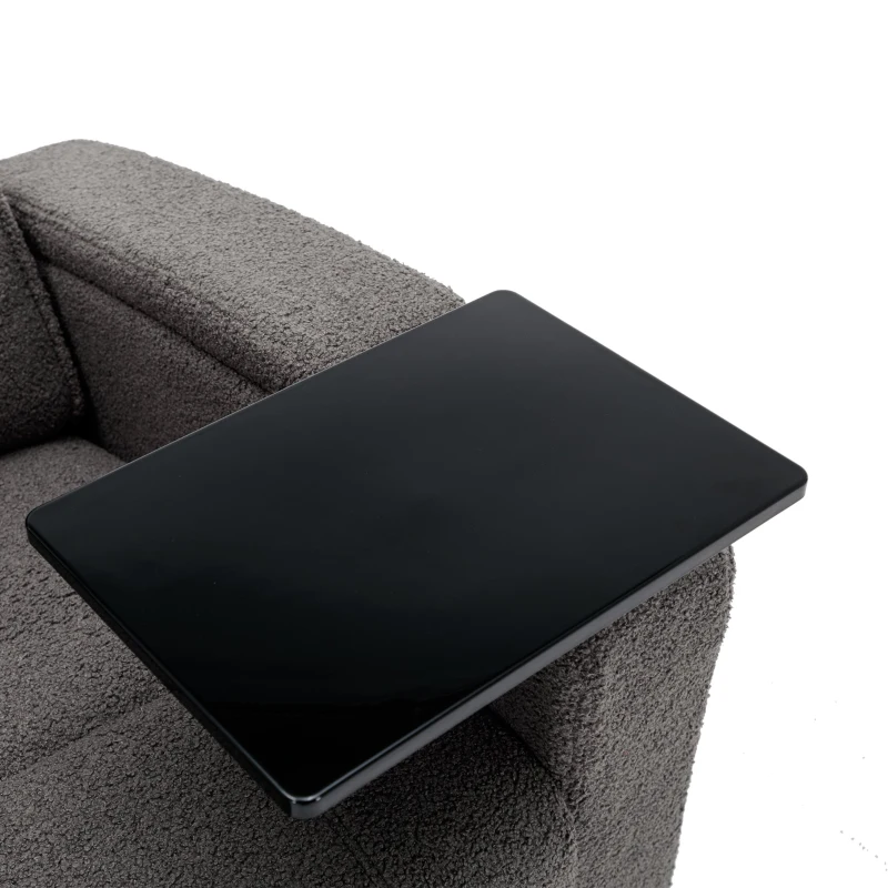 Poltrona Relax Elettrica con Porta USB, Tavolino Girevole 360°, Portabicchieri e Illuminazione LED, Grigia