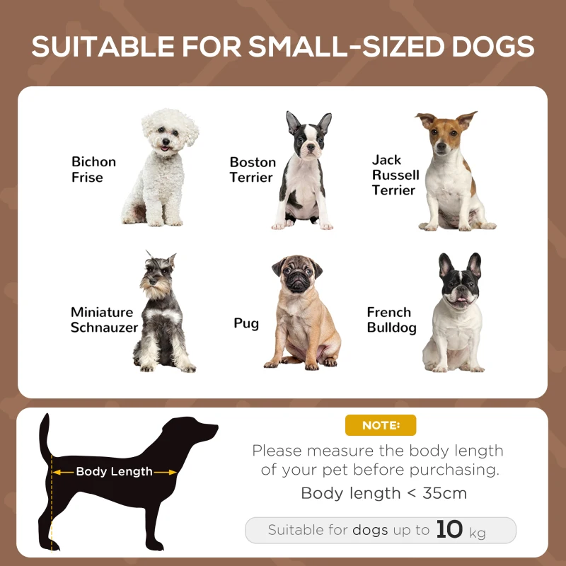 PawHut Pat de Câine Înălțat Impermeabil pentru Animale de Companie cu Plasă Respirabilă, Baldachin de Protecție UV, pentru Câini Mici, 61x46x62 cm, Maro