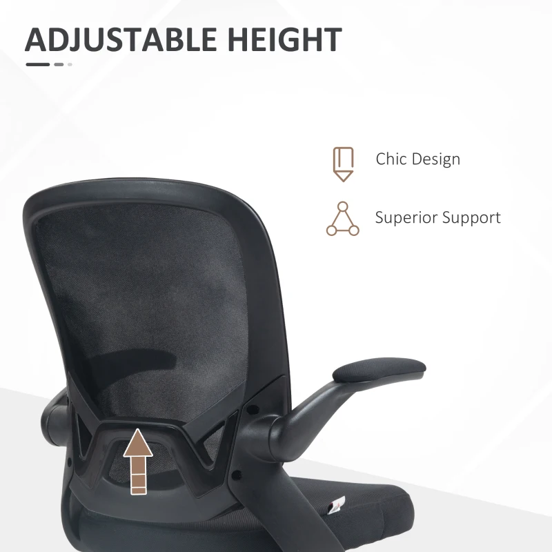 HOMCOM Scaun de Birou Ergonomic cu Înălțime Reglabilă, Scaun de Birou cu Balansoar și Țesătură Respirabilă, 59x58x96-106 cm, Negru