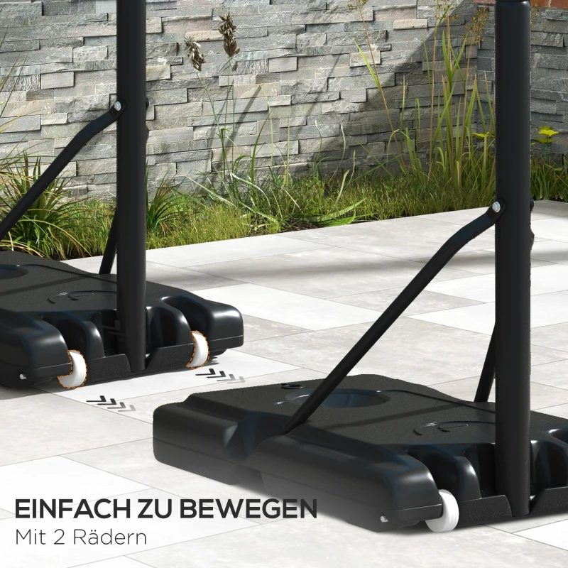 SPORTNOW Basketballständer, mobil, höhenverstellbar, bruchsichere Rückwand, 235-305 m Korbhöhe, Schwarz