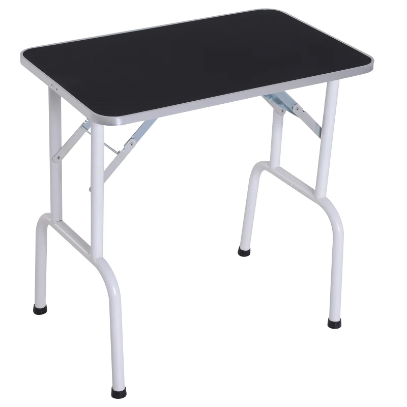 PawHut Table de toilettage pliante transportable potence réglable blanc noir