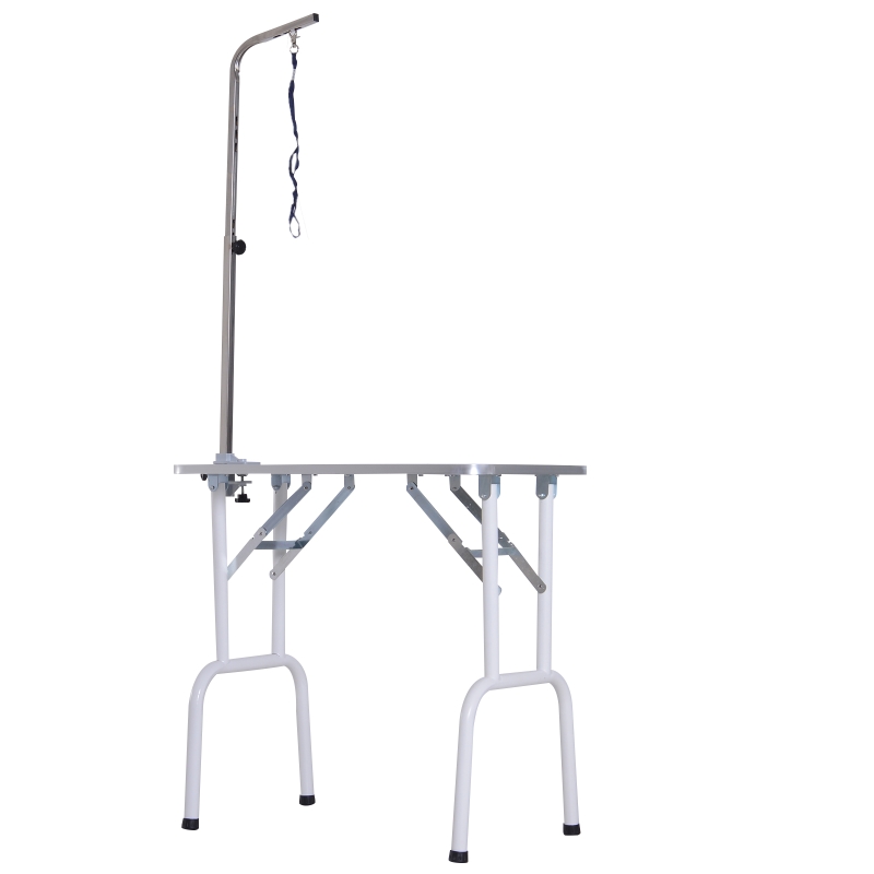 PawHut Table de toilettage pliante transportable potence réglable blanc noir