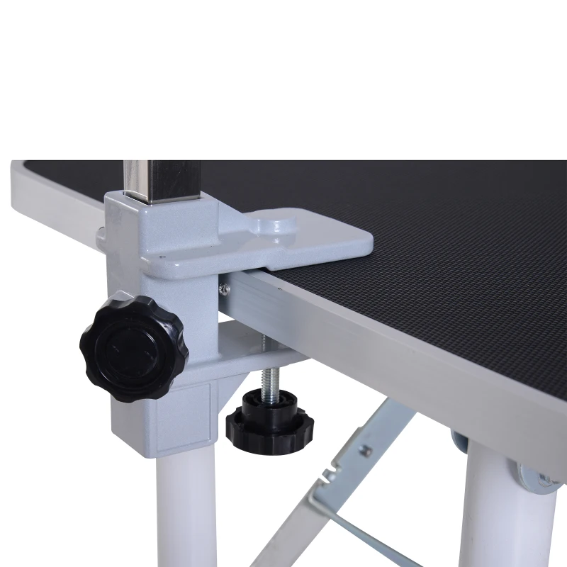 PawHut Table de toilettage pliante transportable potence réglable blanc noir