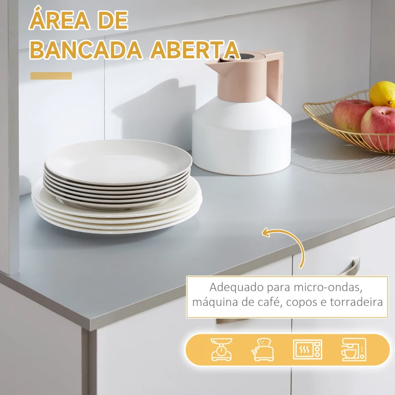 HOMCOM  Armário de Cozinha com Prateleira Ajustável para Microondas 101x39x180 cm Branco