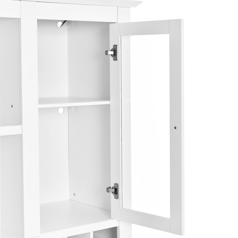 Vetrina Moderna con Illuminazione LED Multicolore, Spazio Vino e Cassetti, Bianco