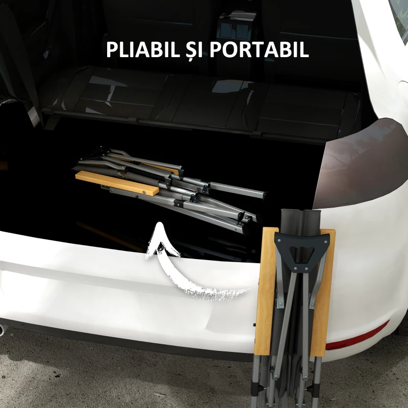 Outsunny Scaun de camping portabil cu spătar reglabil pe 4 nivele