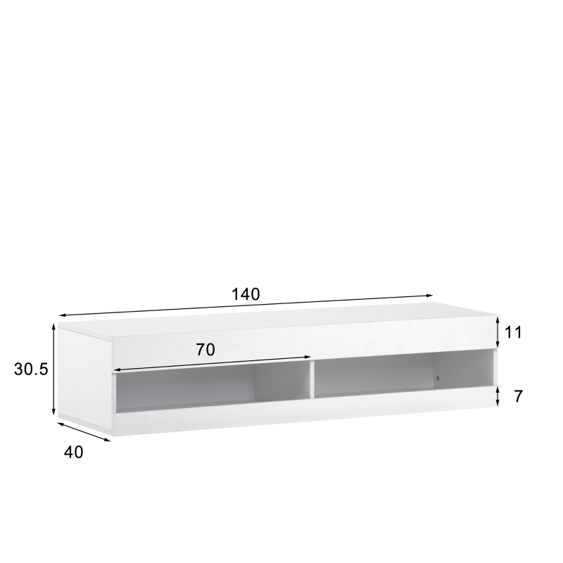 Mobile TV con Illuminazione LED, Design Moderno e Spazioso, Bianco