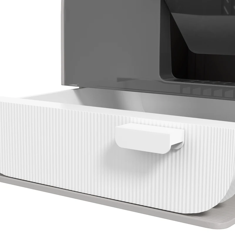 PawHut Kuweta z pokrywą, łopatką, matą na żwirek, plastik, szara/czarna