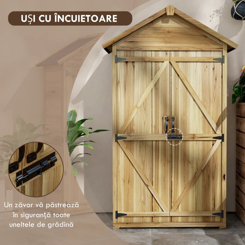 Outsunny Dulap de depozitare în aer liber cu acoperiș