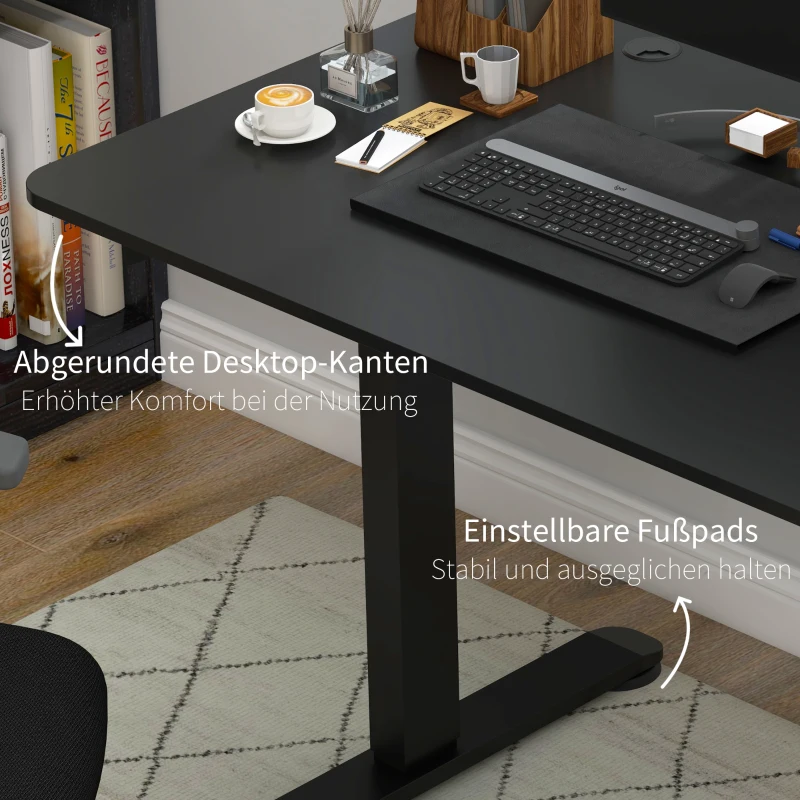 Vinsetto Verstelbaar Zit-Stabureau Computertafel, 140 cm x 70 cm x 116 cm, Zwart(m-8)