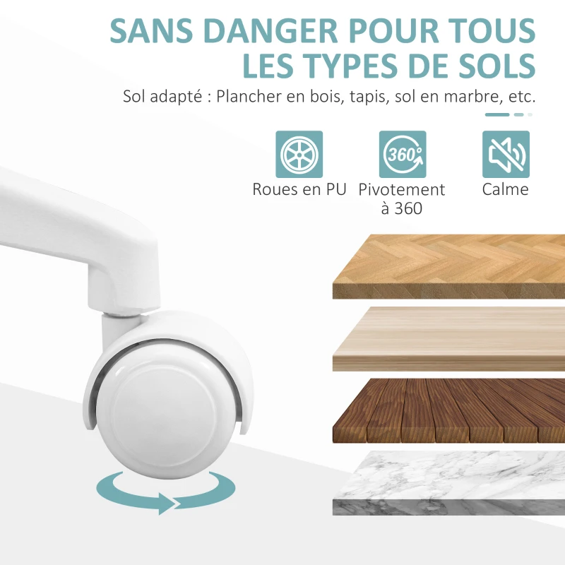 HOMCOM Fauteuil de bureau hauteur réglable pivotant 360° accoudoirs relevables dossier en maille et assise tissu gris