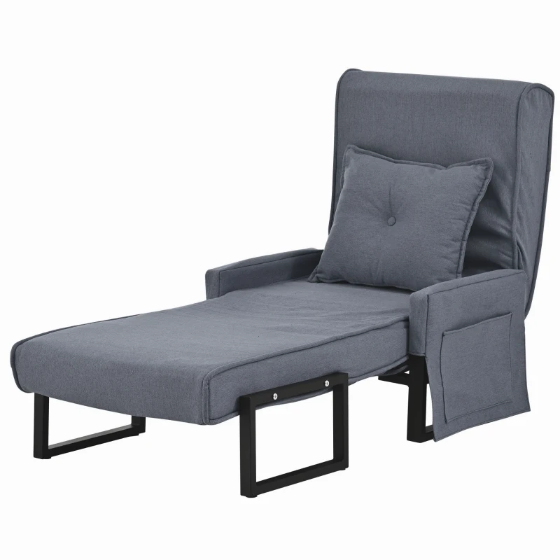 Poltrona Letto 3 in 1, Divano Letto, Chaise Longue Trasformabile, per camere da letto e soggiorni, Grigio