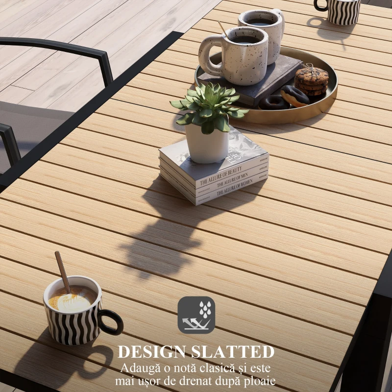 Outsunny Masă extensibilă pentru terasă, cu 4-6 locuri, 81-162 cm