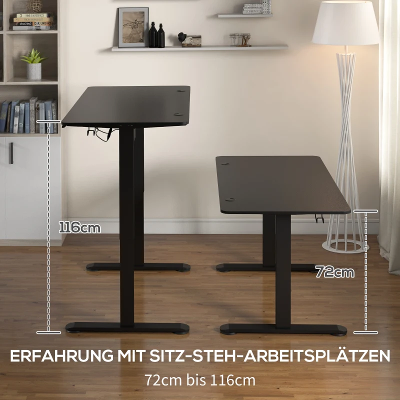 Vinsetto Verstelbaar Zit-Stabureau Computertafel, 140 cm x 70 cm x 116 cm, Zwart(m-4)
