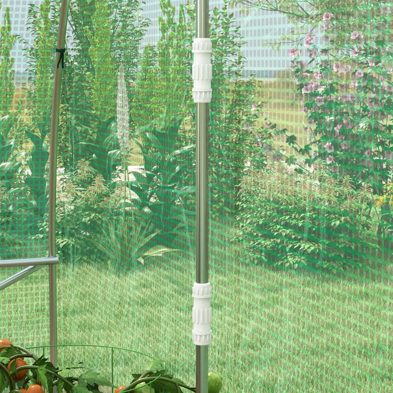 Outsunny Seră Politunel cu Sistem de Stropitoare, Ușă Rulantă și 12 Ferestre cu Plasă, 600x300x195 cm, Verde(m-9)