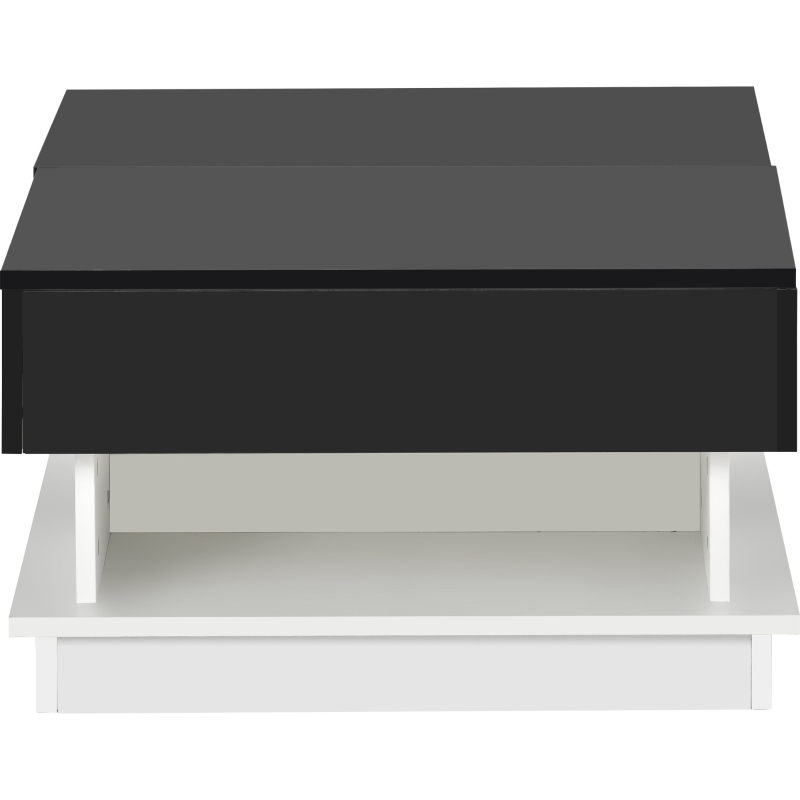 Mesa de Centro Multiuso Moderna con Acabado Brillante Color Blanco y Negro