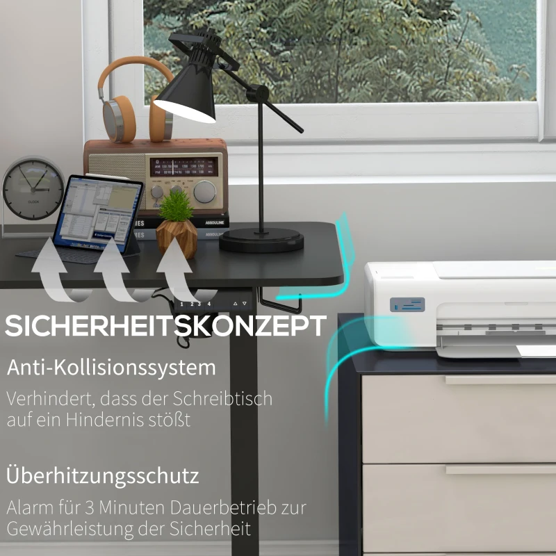 Vinsetto Verstelbaar Zit-Stabureau Computertafel, 140 cm x 70 cm x 116 cm, Zwart(m-6)