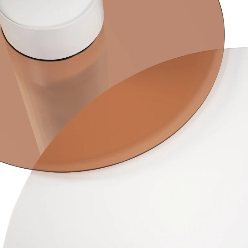 Set di 2 Tavolini da Salotto Eleganti Annidiati in MDF, Vetro e Acciaio, Bianco