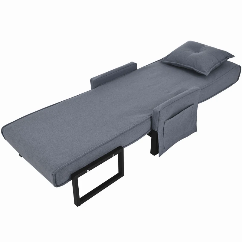 Poltrona Letto 3 in 1, Divano Letto, Chaise Longue Trasformabile, per camere da letto e soggiorni, Grigio