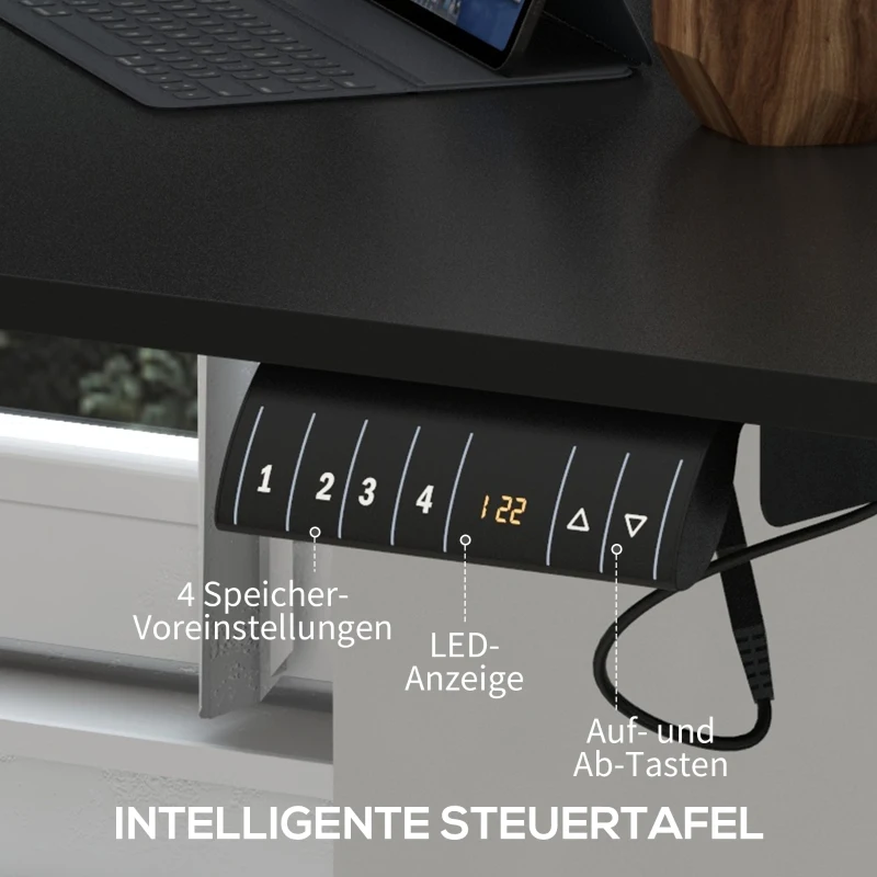 Vinsetto Verstelbaar Zit-Stabureau Computertafel, 140 cm x 70 cm x 116 cm, Zwart(m-5)