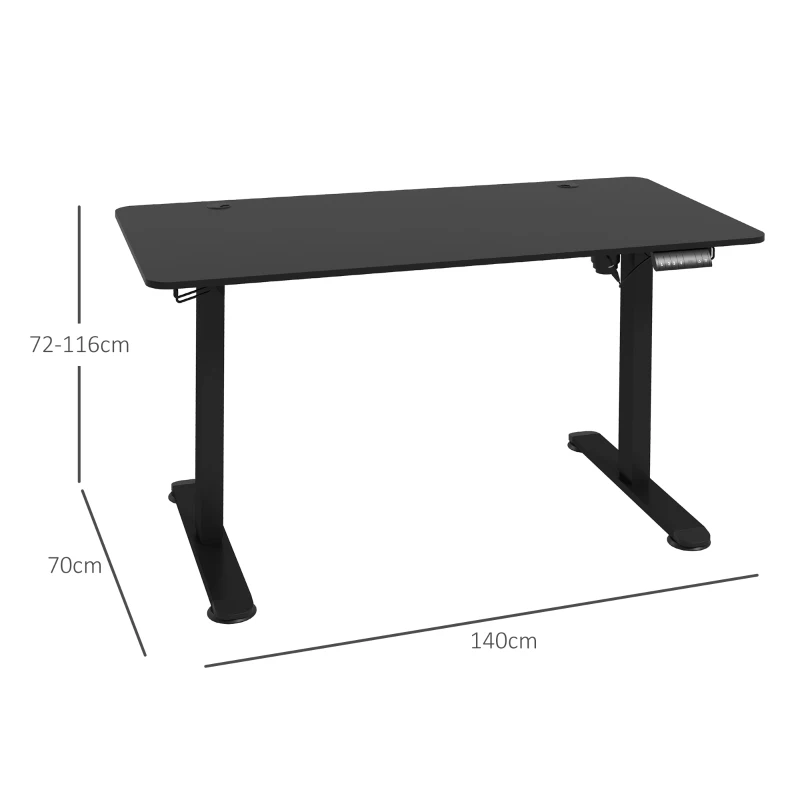 Vinsetto Verstelbaar Zit-Stabureau Computertafel, 140 cm x 70 cm x 116 cm, Zwart(m-3)