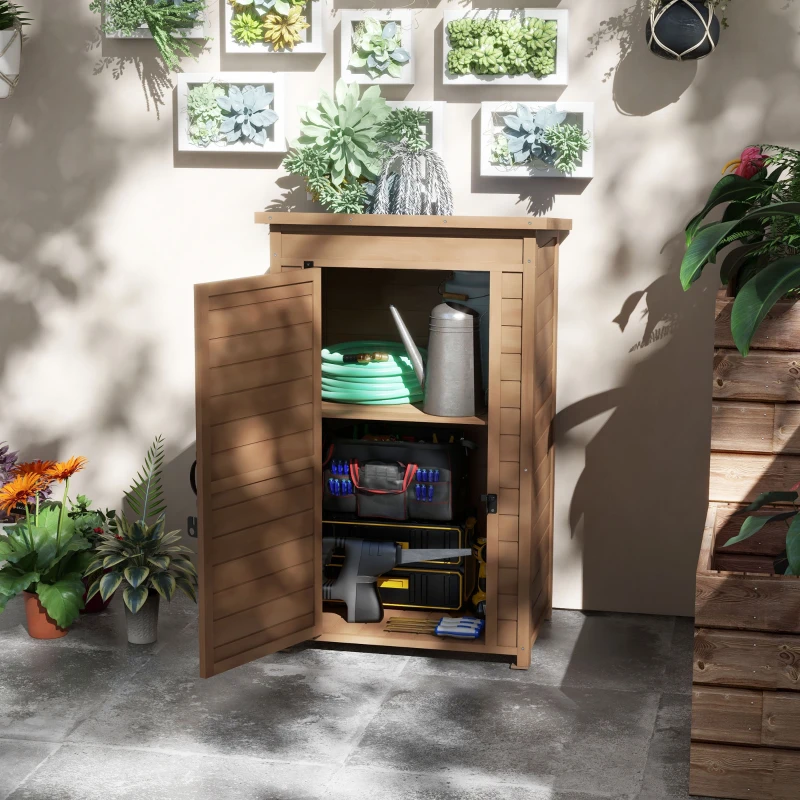Outsunny Dulapior de Depozitare in Aer Liber, sopron Mic din Lemn pentru Gradina(m-2)