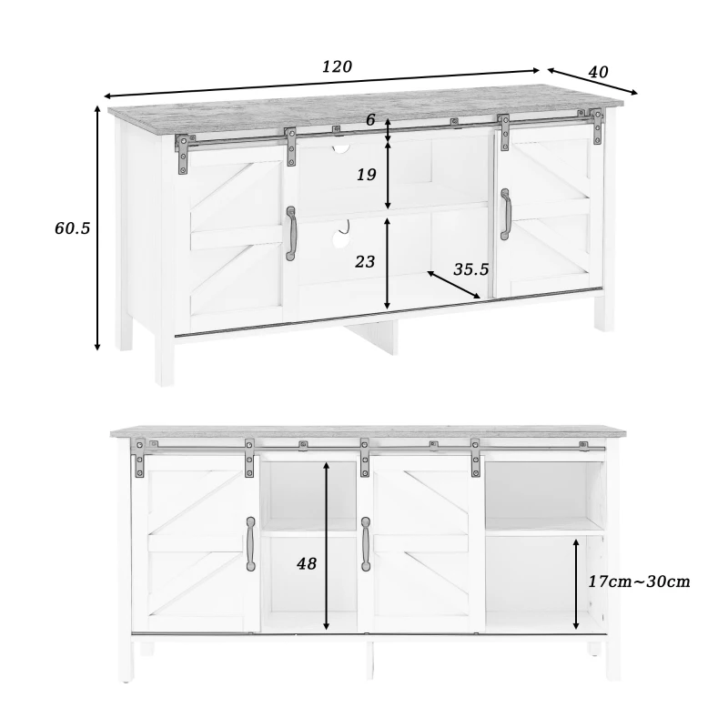 Mobile TV Moderno con Ante Scorrevoli e Ripiani Regolabili, Bianco