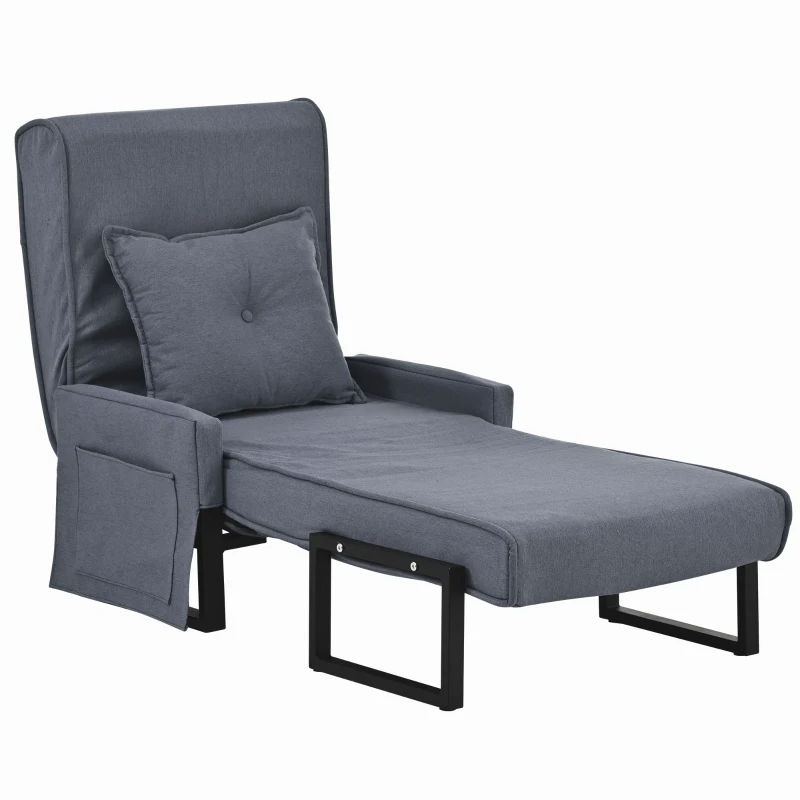 Poltrona Letto 3 in 1, Divano Letto, Chaise Longue Trasformabile, per camere da letto e soggiorni, Grigio
