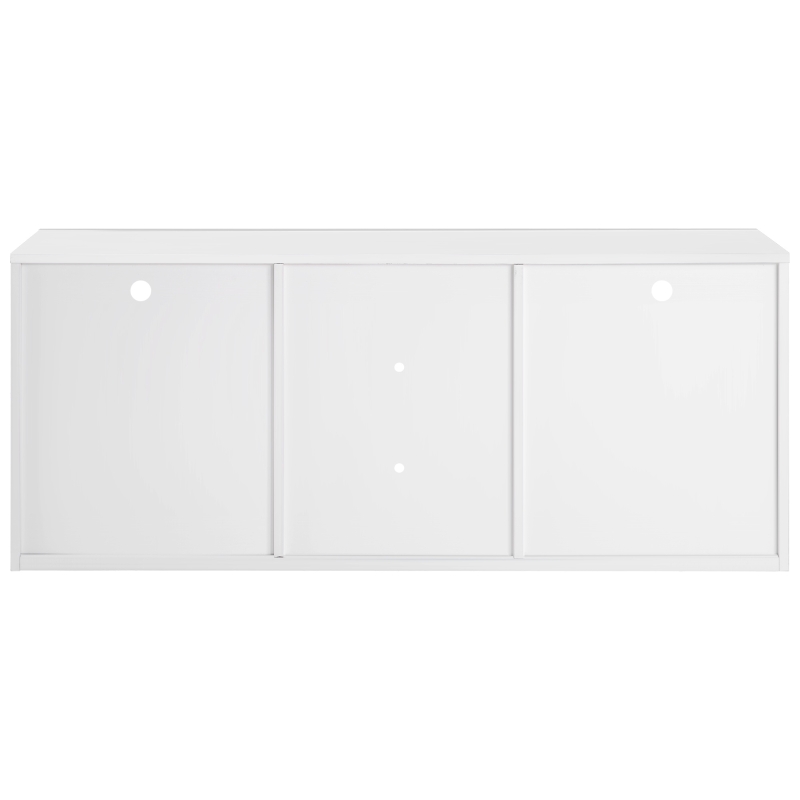 Mobile Porta TV LED con 2 Armadietti e 5 Ripiani Aperti, Illuminazione LED 16 Colori, per TV fino a 55 Pollici, Bianco