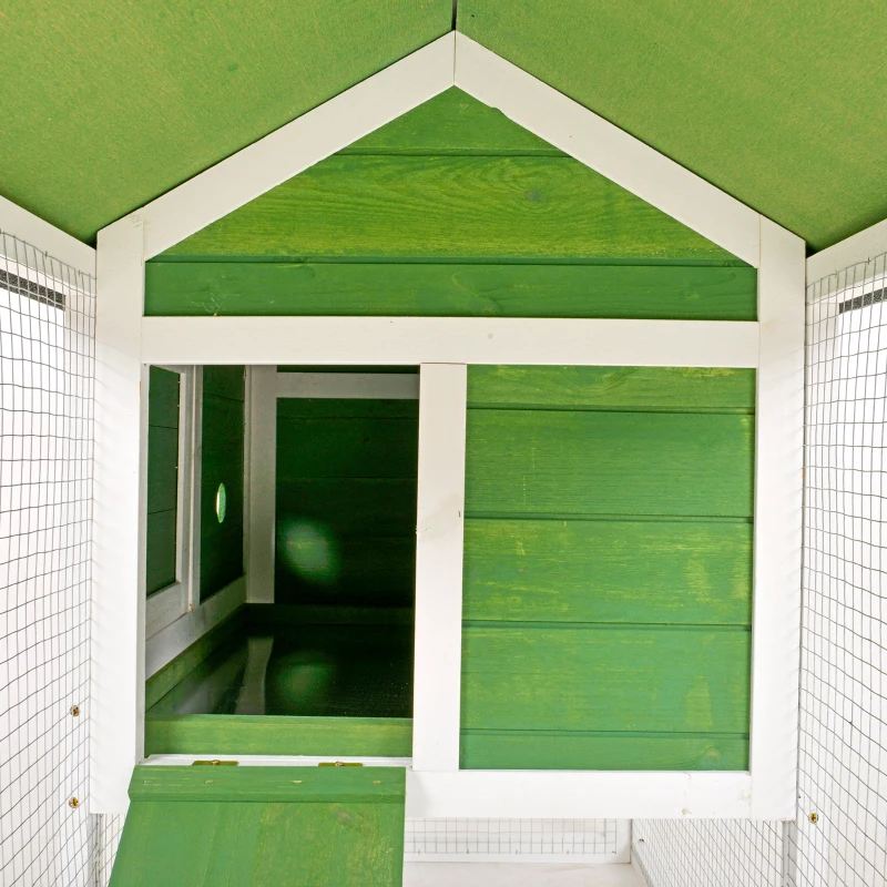 PawHut Rabbit Hutch Wood Bunny Cage for Outdoor Indoor w/ Pull Out Tray Run Box Ramp