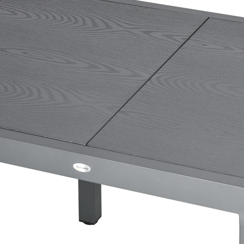 Outsunny Stół Tarasowy, Rozsuwany, 4 do 6 Osób, Aluminium/Stal, 80/160 x 80cm, Ciemnoszary