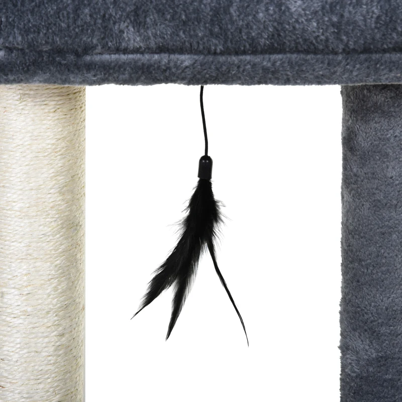 PawHut Árvore de gato de vários níveis Raspador com 1 quarto e 2 plataformas Cinza