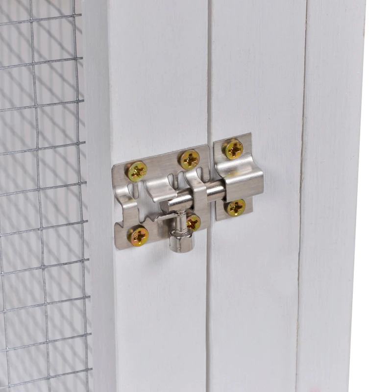 PawHut Rabbit Hutch Wood Bunny Cage for Outdoor Indoor w/ Pull Out Tray Run Box Ramp