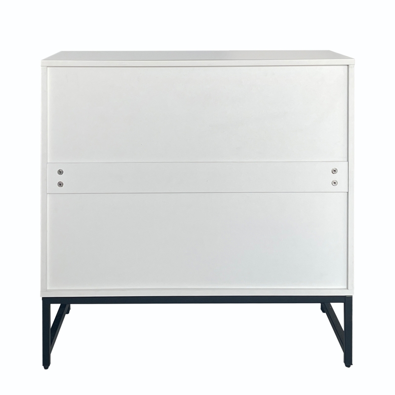 Credenza Moderna con 2 Ante, Maniglie e Gambe in Metallo, Ideale per Soggiorno e Sala da Pranzo, 80x40x80,5 cm, Bianco
