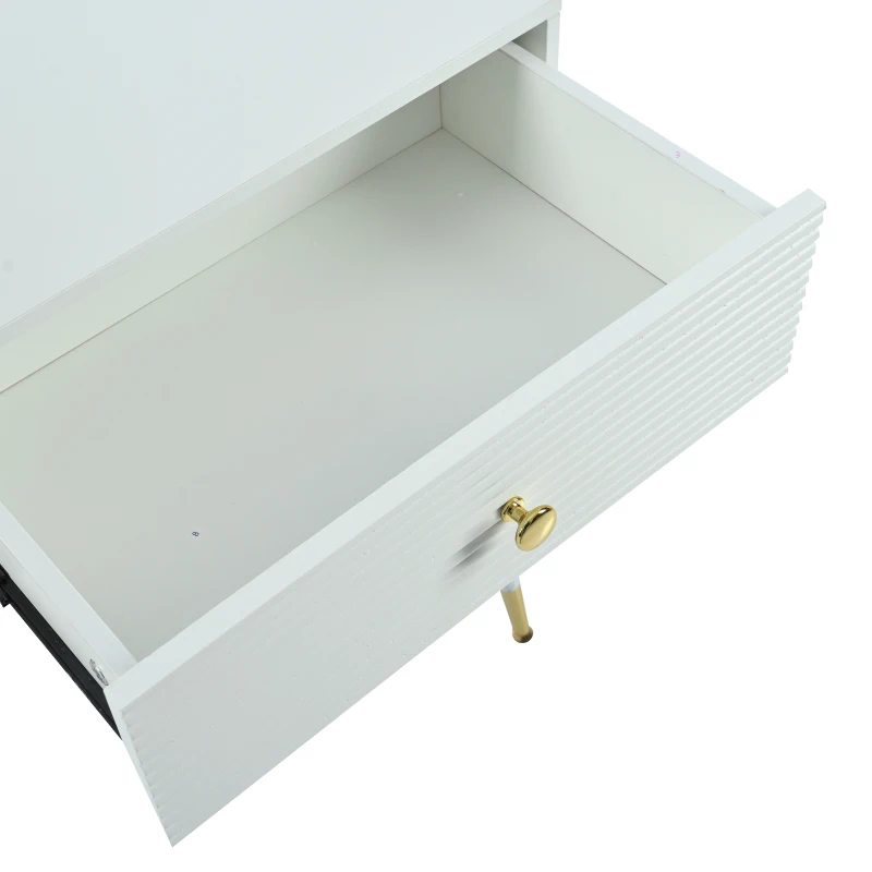 Tavolo da Trucco con Illuminazione LED e Specchio, 5 Cassetti, Estensibile con Armadietto Laterale Regolabile, 100x40x78 cm, Bianco