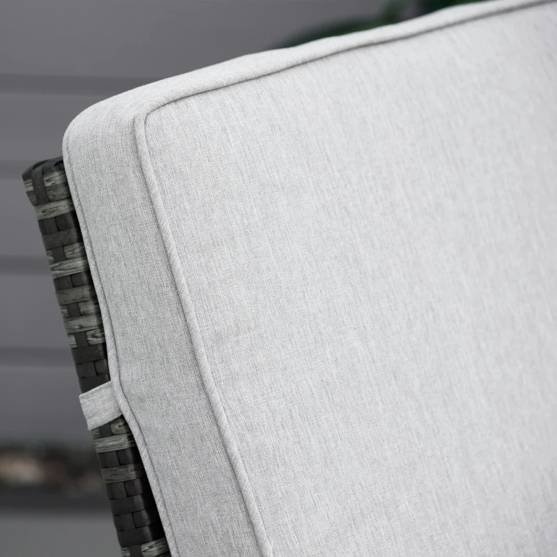 Outsunny Conjunto de 2 Cojines para Tumbona de Jardín 183x55x7 cm Desenfundables Lavables y Acolchados Almohadillas de Algodón para Sillas de Jardín Terraza Balcón Gris