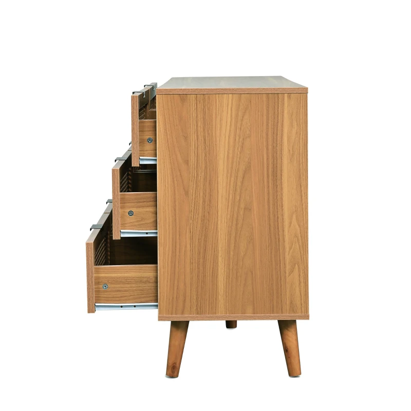 Credenza Elegante con 6 Cassetti, per Camera da Letto e Ufficio, 120x40x76,5 cm, Noce