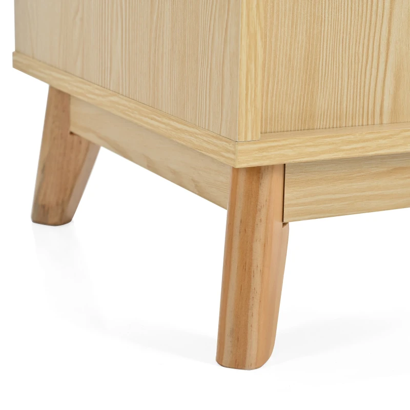 Tavolo per Trucco con Specchio,  4 Scomparti Aperti e 4 Cassetti Grandi, 105x40x130,5 cm, Naturale