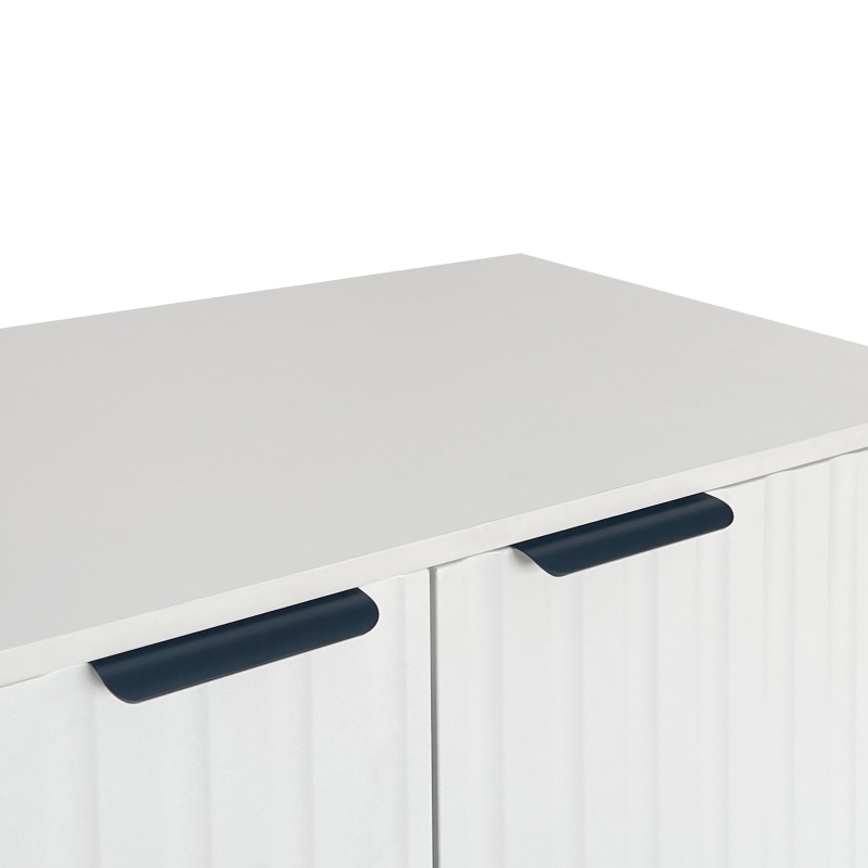 Credenza Moderna con 2 Ante, Maniglie e Gambe in Metallo, Ideale per Soggiorno e Sala da Pranzo, 80x40x80,5 cm, Bianco