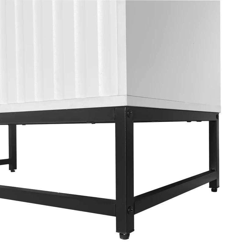 Credenza Moderna con 2 Ante, Maniglie e Gambe in Metallo, Ideale per Soggiorno e Sala da Pranzo, 80x40x80,5 cm, Bianco