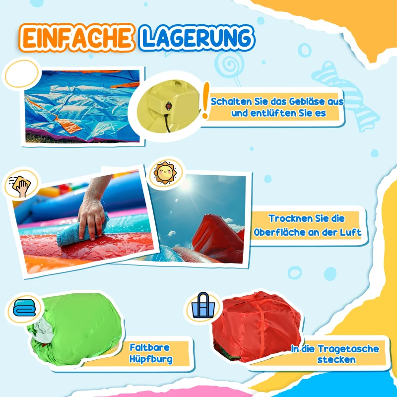 Outsunny Aufblasbare Hüpfburg mit Gebläse Hüpfburg mit Wasserrutsche XXL Wasserpark für Kinder von 3 bis 8 Jahren  Kletterwand Trampolin Outdoor Garten 395 x 355 x 235 cm