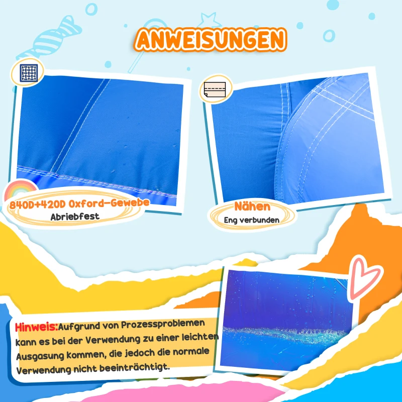 Outsunny Aufblasbare Hüpfburg für 4 Kinder Wasserhüpfburg mit Gebläse Rutsche Pool Kletterwand Trampolin Tragetasche Garten für Kinder Outdoor Wasserrutsche Springburg 3-8 Jahren 333 x 280 x 210 cm