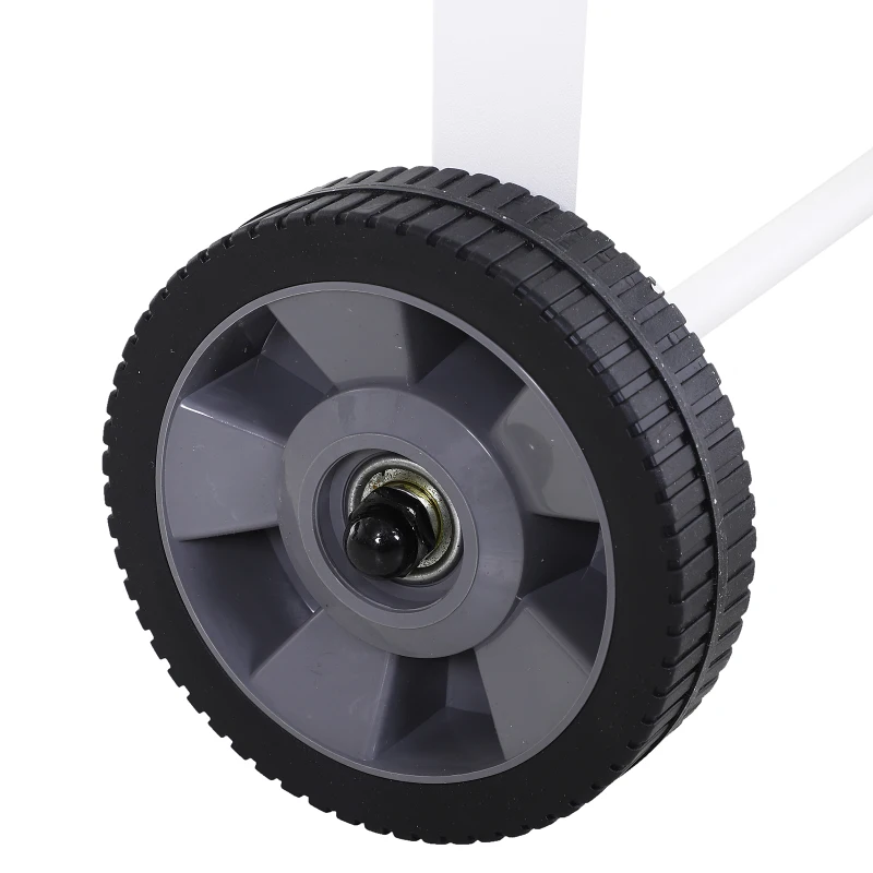 Outsunny Hochbeet, Mobiler Pflanzenwagen mit Stauraum, Pflanzenbeet mit 2 Rollen, Metall, Weiß, 112 x 59 x 80 cm