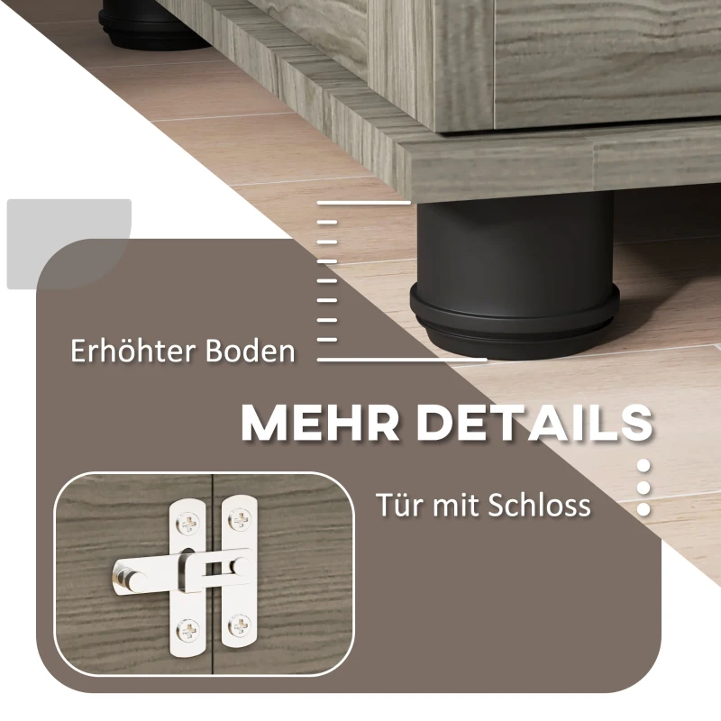 PawHut Hondenkooi met Ligkussen, tot 20kg/50cm Lichaamslengte, Metaal, 80x56x63cm, Grijs/Houtdecor(m-7)