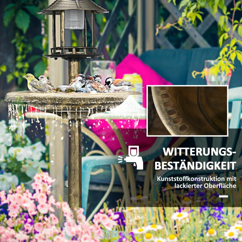 Outsunny Vogelbad Vogelhuis Voederschaal, weerbestendig, 2 schalen, vintage design, 50 x 50 x 110 cm, Bronskleurig